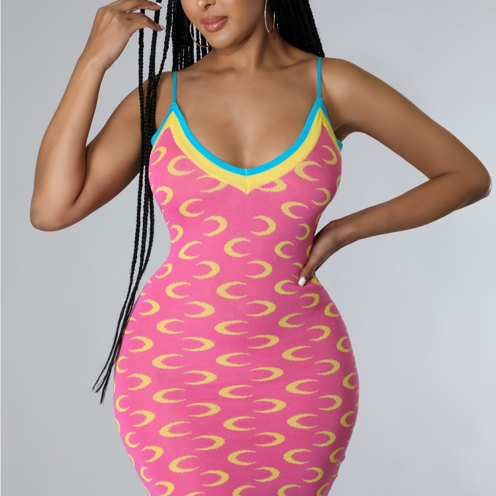 Pink and Yellow Patterned Dress - Picture 2 of 7